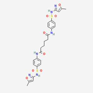 molecular formula C26H28N6O8S2 B11628530 N,N'-bis{4-[(5-methyl-1,2-oxazol-3-yl)sulfamoyl]phenyl}hexanediamide 