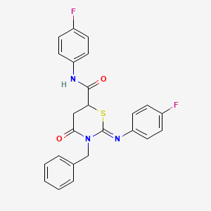 molecular formula C24H19F2N3O2S B11628552 (2Z)-3-benzyl-N-(4-fluorophenyl)-2-[(4-fluorophenyl)imino]-4-oxo-1,3-thiazinane-6-carboxamide 