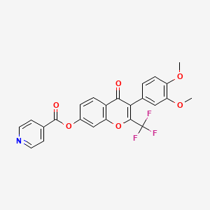 3-(3,4-dimethoxyphenyl)-4-oxo-2-(trifluoromethyl)-4H-chromen-7-yl pyridine-4-carboxylate