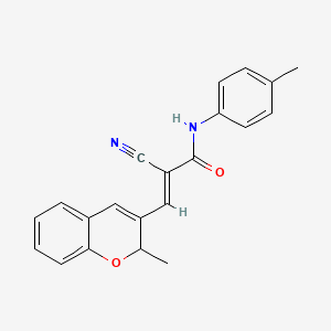 molecular formula C21H18N2O2 B11628603 (2E)-2-cyano-3-(2-methyl-2H-chromen-3-yl)-N-(4-methylphenyl)prop-2-enamide 