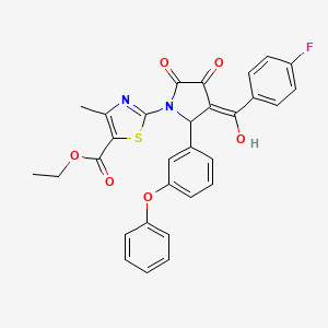 ethyl 2-[3-(4-fluorobenzoyl)-4-hydroxy-5-oxo-2-(3-phenoxyphenyl)-2,5-dihydro-1H-pyrrol-1-yl]-4-methyl-1,3-thiazole-5-carboxylate