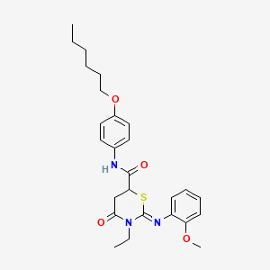 (2Z)-3-ethyl-N-[4-(hexyloxy)phenyl]-2-[(2-methoxyphenyl)imino]-4-oxo-1,3-thiazinane-6-carboxamide