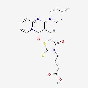 4-[(5Z)-5-{[2-(4-methylpiperidin-1-yl)-4-oxo-4H-pyrido[1,2-a]pyrimidin-3-yl]methylidene}-4-oxo-2-thioxo-1,3-thiazolidin-3-yl]butanoic acid