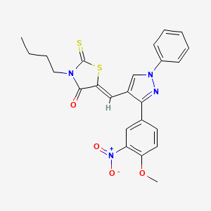 molecular formula C24H22N4O4S2 B11628663 (5Z)-3-butyl-5-{[3-(4-methoxy-3-nitrophenyl)-1-phenyl-1H-pyrazol-4-yl]methylene}-2-thioxo-1,3-thiazolidin-4-one 