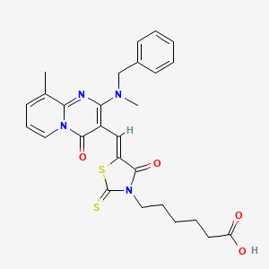 6-[(5Z)-5-({2-[benzyl(methyl)amino]-9-methyl-4-oxo-4H-pyrido[1,2-a]pyrimidin-3-yl}methylene)-4-oxo-2-thioxo-1,3-thiazolidin-3-yl]hexanoic acid