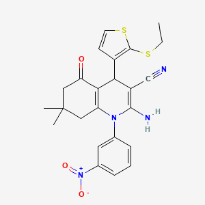 2-Amino-4-(2-(ethylthio)thiophen-3-yl)-7,7-dimethyl-1-(3-nitrophenyl)-5-oxo-1,4,5,6,7,8-hexahydroquinoline-3-carbonitrile