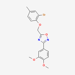 molecular formula C18H17BrN2O4 B11628692 5-[(2-Bromo-4-methylphenoxy)methyl]-3-(3,4-dimethoxyphenyl)-1,2,4-oxadiazole 