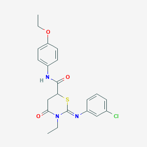 molecular formula C21H22ClN3O3S B11628700 (2Z)-2-[(3-chlorophenyl)imino]-N-(4-ethoxyphenyl)-3-ethyl-4-oxo-1,3-thiazinane-6-carboxamide 