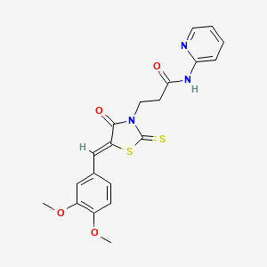 3-[(5Z)-5-(3,4-dimethoxybenzylidene)-4-oxo-2-thioxo-1,3-thiazolidin-3-yl]-N-(pyridin-2-yl)propanamide