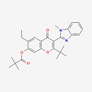 2-tert-butyl-6-ethyl-3-(1-methyl-1H-benzimidazol-2-yl)-4-oxo-4H-chromen-7-yl 2,2-dimethylpropanoate