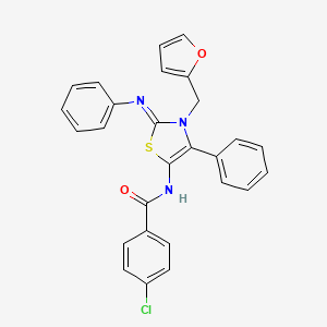 4-chloro-N-[(2E)-3-(furan-2-ylmethyl)-4-phenyl-2-(phenylimino)-2,3-dihydro-1,3-thiazol-5-yl]benzamide