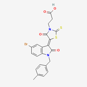 molecular formula C22H17BrN2O4S2 B11628789 3-{(5Z)-5-[5-bromo-1-(4-methylbenzyl)-2-oxo-1,2-dihydro-3H-indol-3-ylidene]-4-oxo-2-thioxo-1,3-thiazolidin-3-yl}propanoic acid 