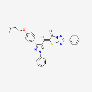 (5Z)-5-({3-[4-(3-methylbutoxy)phenyl]-1-phenyl-1H-pyrazol-4-yl}methylidene)-2-(4-methylphenyl)[1,3]thiazolo[3,2-b][1,2,4]triazol-6(5H)-one