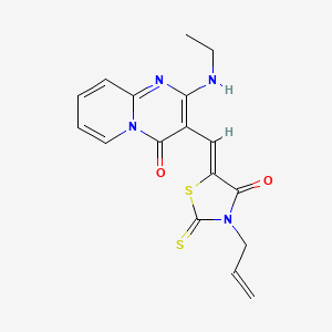 molecular formula C17H16N4O2S2 B11628825 3-[(Z)-(3-allyl-4-oxo-2-thioxo-1,3-thiazolidin-5-ylidene)methyl]-2-(ethylamino)-4H-pyrido[1,2-a]pyrimidin-4-one CAS No. 385387-00-8