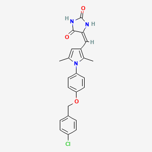 (5E)-5-[(1-{4-[(4-chlorobenzyl)oxy]phenyl}-2,5-dimethyl-1H-pyrrol-3-yl)methylidene]imidazolidine-2,4-dione