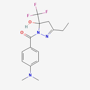 [4-(dimethylamino)phenyl][3-ethyl-5-hydroxy-5-(trifluoromethyl)-4,5-dihydro-1H-pyrazol-1-yl]methanone