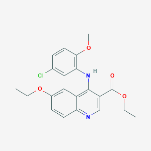 molecular formula C21H21ClN2O4 B11628891 Ethyl 4-[(5-chloro-2-methoxyphenyl)amino]-6-ethoxyquinoline-3-carboxylate 