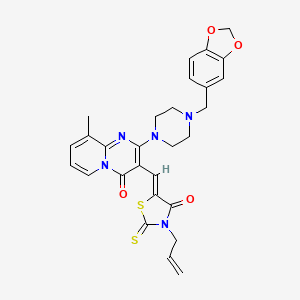 3-[(Z)-(3-allyl-4-oxo-2-thioxo-1,3-thiazolidin-5-ylidene)methyl]-2-[4-(1,3-benzodioxol-5-ylmethyl)-1-piperazinyl]-9-methyl-4H-pyrido[1,2-a]pyrimidin-4-one