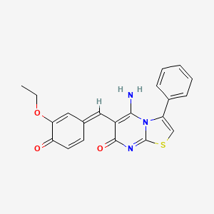 (6Z)-6-(3-ethoxy-4-hydroxybenzylidene)-5-imino-3-phenyl-5,6-dihydro-7H-[1,3]thiazolo[3,2-a]pyrimidin-7-one