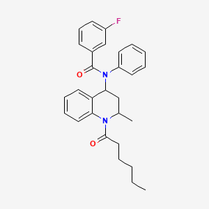 3-fluoro-N-(1-hexanoyl-2-methyl-1,2,3,4-tetrahydroquinolin-4-yl)-N-phenylbenzamide