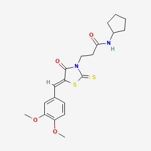 N-cyclopentyl-3-[(5Z)-5-[(3,4-dimethoxyphenyl)methylidene]-4-oxo-2-sulfanylidene-1,3-thiazolidin-3-yl]propanamide