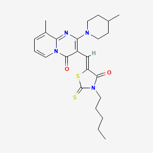 molecular formula C24H30N4O2S2 B11628948 9-methyl-2-(4-methylpiperidin-1-yl)-3-[(Z)-(4-oxo-3-pentyl-2-thioxo-1,3-thiazolidin-5-ylidene)methyl]-4H-pyrido[1,2-a]pyrimidin-4-one CAS No. 442552-53-6