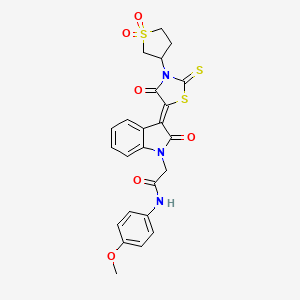 molecular formula C24H21N3O6S3 B11628958 2-[(3Z)-3-[3-(1,1-dioxothiolan-3-yl)-4-oxo-2-sulfanylidene-1,3-thiazolidin-5-ylidene]-2-oxoindol-1-yl]-N-(4-methoxyphenyl)acetamide 