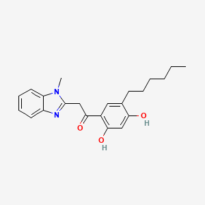 1-(5-hexyl-2,4-dihydroxyphenyl)-2-(1-methyl-1H-1,3-benzodiazol-2-yl)ethan-1-one