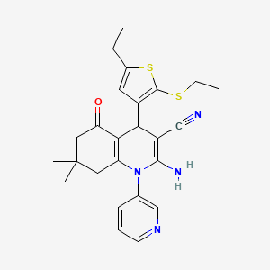 2-Amino-4-(5-ethyl-2-(ethylthio)thiophen-3-yl)-7,7-dimethyl-5-oxo-1-(pyridin-3-yl)-1,4,5,6,7,8-hexahydroquinoline-3-carbonitrile