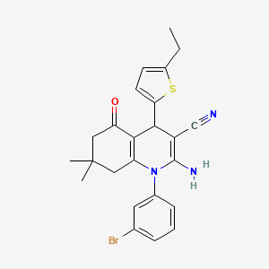 2-Amino-1-(3-bromophenyl)-4-(5-ethylthiophen-2-yl)-7,7-dimethyl-5-oxo-1,4,5,6,7,8-hexahydroquinoline-3-carbonitrile