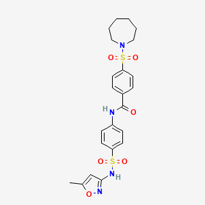 molecular formula C23H26N4O6S2 B11629016 4-(azepan-1-ylsulfonyl)-N-{4-[(5-methyl-1,2-oxazol-3-yl)sulfamoyl]phenyl}benzamide 