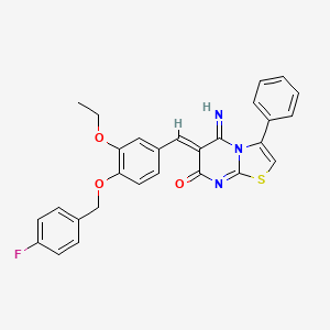 molecular formula C28H22FN3O3S B11629027 (6Z)-6-{3-ethoxy-4-[(4-fluorobenzyl)oxy]benzylidene}-5-imino-3-phenyl-5,6-dihydro-7H-[1,3]thiazolo[3,2-a]pyrimidin-7-one 