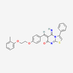 (6Z)-5-imino-6-{4-[2-(2-methylphenoxy)ethoxy]benzylidene}-3-phenyl-5,6-dihydro-7H-[1,3]thiazolo[3,2-a]pyrimidin-7-one