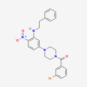 molecular formula C25H25BrN4O3 B11629058 (3-Bromophenyl)(4-{4-nitro-3-[(2-phenylethyl)amino]phenyl}piperazin-1-yl)methanone 