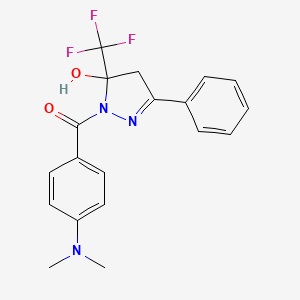 [4-(dimethylamino)phenyl][5-hydroxy-3-phenyl-5-(trifluoromethyl)-4,5-dihydro-1H-pyrazol-1-yl]methanone