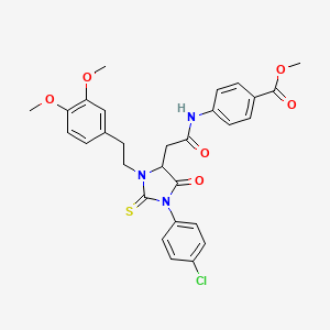 molecular formula C29H28ClN3O6S B11629077 Methyl 4-[({1-(4-chlorophenyl)-3-[2-(3,4-dimethoxyphenyl)ethyl]-5-oxo-2-thioxoimidazolidin-4-yl}acetyl)amino]benzoate 