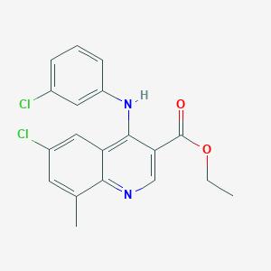 molecular formula C19H16Cl2N2O2 B11629104 Ethyl 6-chloro-4-[(3-chlorophenyl)amino]-8-methylquinoline-3-carboxylate 