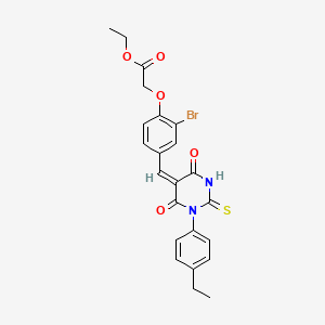 ethyl (2-bromo-4-{(E)-[1-(4-ethylphenyl)-4,6-dioxo-2-thioxotetrahydropyrimidin-5(2H)-ylidene]methyl}phenoxy)acetate