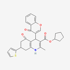 cyclopentyl 2-methyl-5-oxo-4-(4-oxo-4H-chromen-3-yl)-7-(thiophen-2-yl)-1,4,5,6,7,8-hexahydroquinoline-3-carboxylate