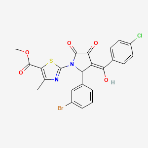 molecular formula C23H16BrClN2O5S B11629146 methyl 2-{(3E)-2-(3-bromophenyl)-3-[(4-chlorophenyl)(hydroxy)methylidene]-4,5-dioxopyrrolidin-1-yl}-4-methyl-1,3-thiazole-5-carboxylate 