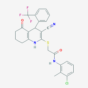 N-(3-chloro-2-methylphenyl)-2-({3-cyano-5-oxo-4-[2-(trifluoromethyl)phenyl]-1,4,5,6,7,8-hexahydroquinolin-2-yl}sulfanyl)acetamide