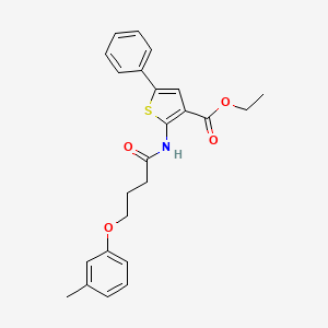 molecular formula C24H25NO4S B11629176 Ethyl 2-[4-(3-methylphenoxy)butanoylamino]-5-phenylthiophene-3-carboxylate 