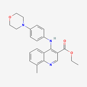 molecular formula C23H25N3O3 B11629180 Ethyl 8-methyl-4-[(4-morpholin-4-ylphenyl)amino]quinoline-3-carboxylate 