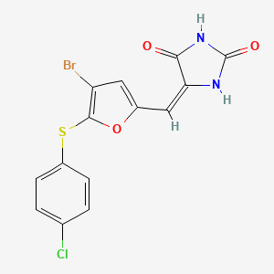 molecular formula C14H8BrClN2O3S B11629182 (5E)-5-({4-bromo-5-[(4-chlorophenyl)sulfanyl]furan-2-yl}methylidene)imidazolidine-2,4-dione 