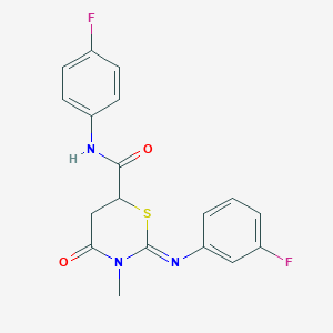 molecular formula C18H15F2N3O2S B11629247 (2Z)-N-(4-fluorophenyl)-2-[(3-fluorophenyl)imino]-3-methyl-4-oxo-1,3-thiazinane-6-carboxamide 