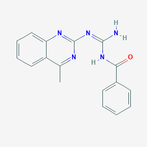 molecular formula C17H15N5O B11629253 N-[(E)-Amino[(4-methylquinazolin-2-YL)amino]methylidene]benzamide 