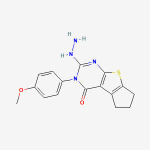 2-Hydrazino-3-(4-methoxyphenyl)-3,5,6,7-tetrahydro-4H-cyclopenta[4,5]thieno[2,3-D]pyrimidin-4-one