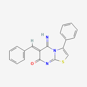 molecular formula C19H13N3OS B11629265 (6Z)-6-benzylidene-5-imino-3-phenyl-5,6-dihydro-7H-[1,3]thiazolo[3,2-a]pyrimidin-7-one 