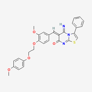 (6Z)-5-imino-6-{3-methoxy-4-[2-(4-methoxyphenoxy)ethoxy]benzylidene}-3-phenyl-5,6-dihydro-7H-[1,3]thiazolo[3,2-a]pyrimidin-7-one