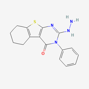 molecular formula C16H16N4OS B11629282 2-Hydrazino-3-phenyl-5,6,7,8-tetrahydro[1]benzothieno[2,3-d]pyrimidine-4(3H)-one CAS No. 142465-12-1